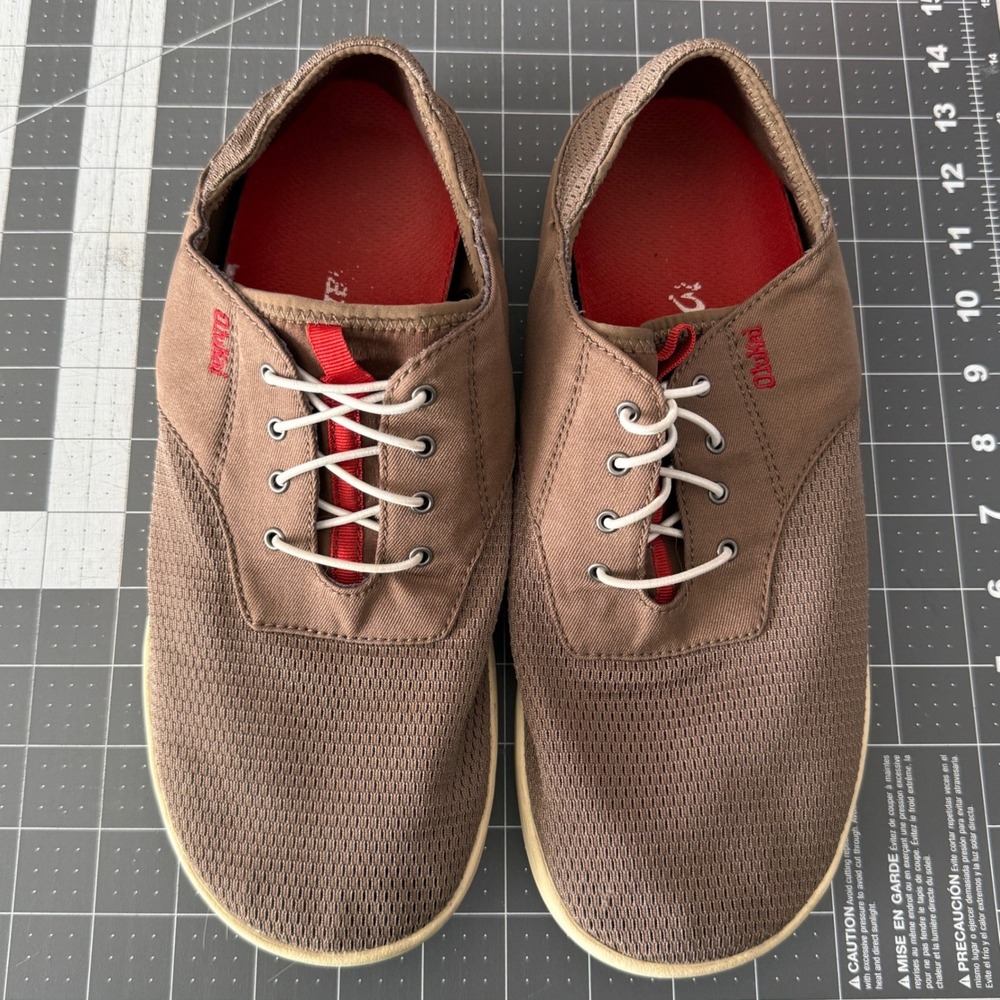 OluKai Nohea Moku Mens 9.5 Brown Slip On Boat‎ Shoes Comfort Outdoor Beachy